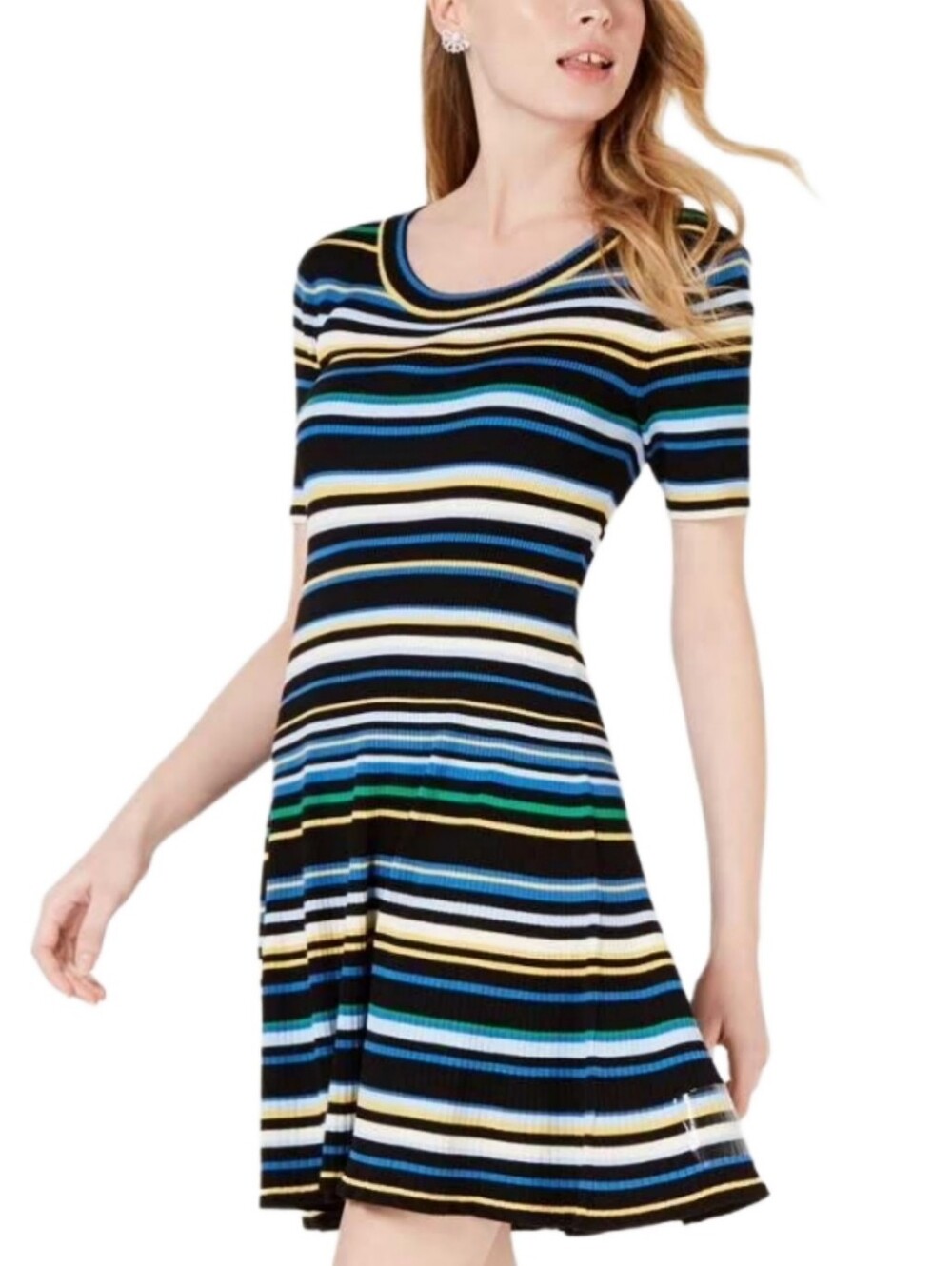 Tristan Fit & Flare Mixed Stripe Midi